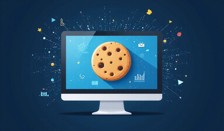 Illustrazione di un biscotto digitale che rappresenta un cookie su un computer