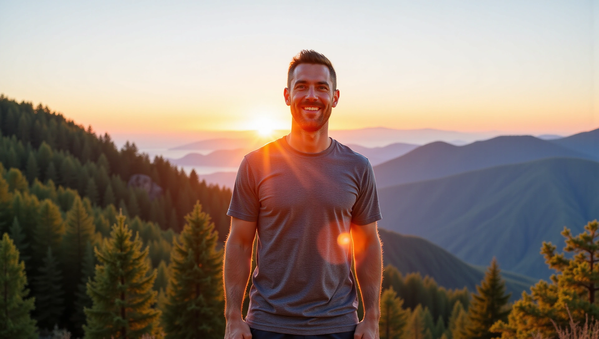 Uomo energico in ambiente naturale